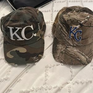 Lot of 2 Kansas City camouflage hats KC camo baseball style hats nice!kC Royals